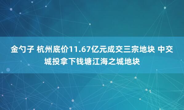 金勺子 杭州底价11.67亿元成交三宗地块 中交城投拿下钱塘江海之城地块